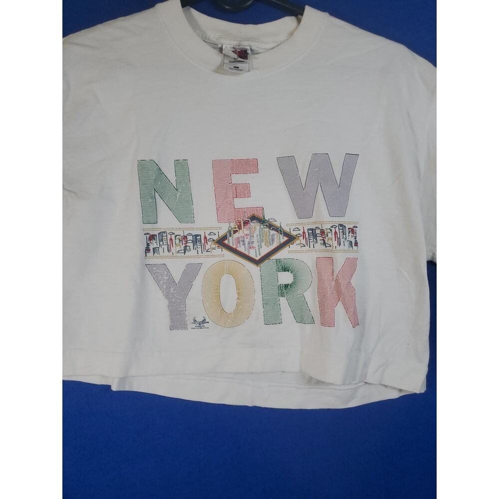 NEW YORK Crop Vintage USA Top Shirt Women’s Size Large - Picture 12 of 13